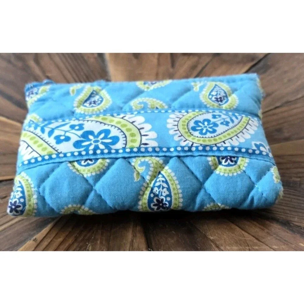 Vera Bradley Quilted Paisley Zip Pouch Coin Purse in Mediterranean Blue
